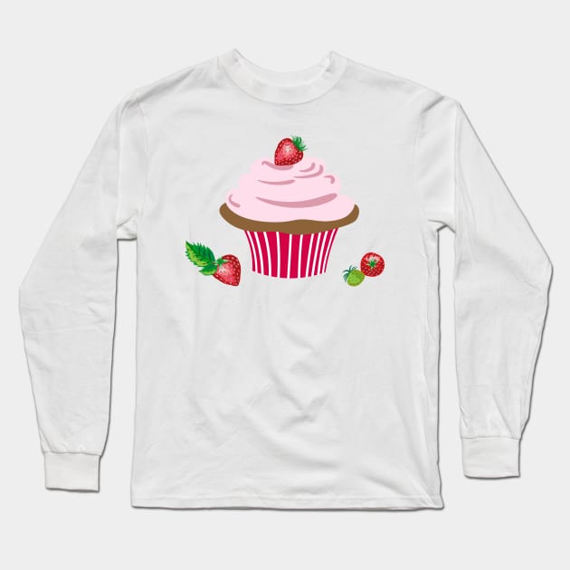 Strawberry Cake Long Sleeve T-Shirt by LizzyizzyDesign